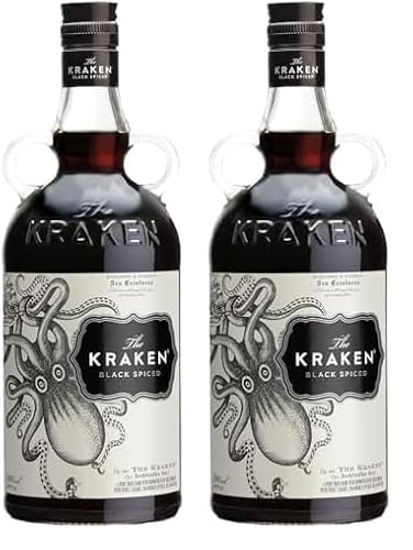 The Kraken Black Spiced - Ron Premium Kraken - 40% Vol. 0.7L - Ron Especiado (Paquete de 2)