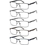 DAMIDEO Men Reading Glasses Blue Light Blocking, 2.0 Lightweight Mens Metal Readers with Spring Hing