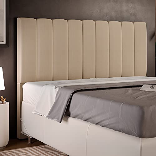 Cabeceira Cama Box Casal Queen 160 cm Dália W01 Suede Bege - Lyam Decor