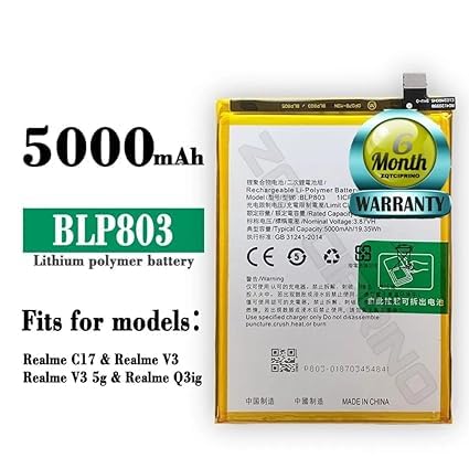 Image of Original BLP803 Battery for Realme 7i / A53 / V3 Battery with 6 Month Warranty**** (N142)
