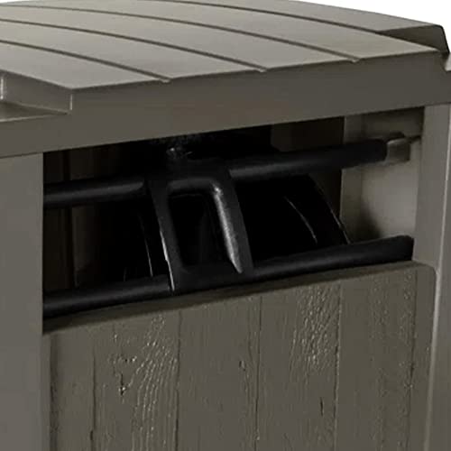 Suncast Farmington Weatherproof Smart-Tube Garden Hose Storage Container, Outdoor Hideaway Garden Hose Storage with Brass Connections, Stoney, 2 pack