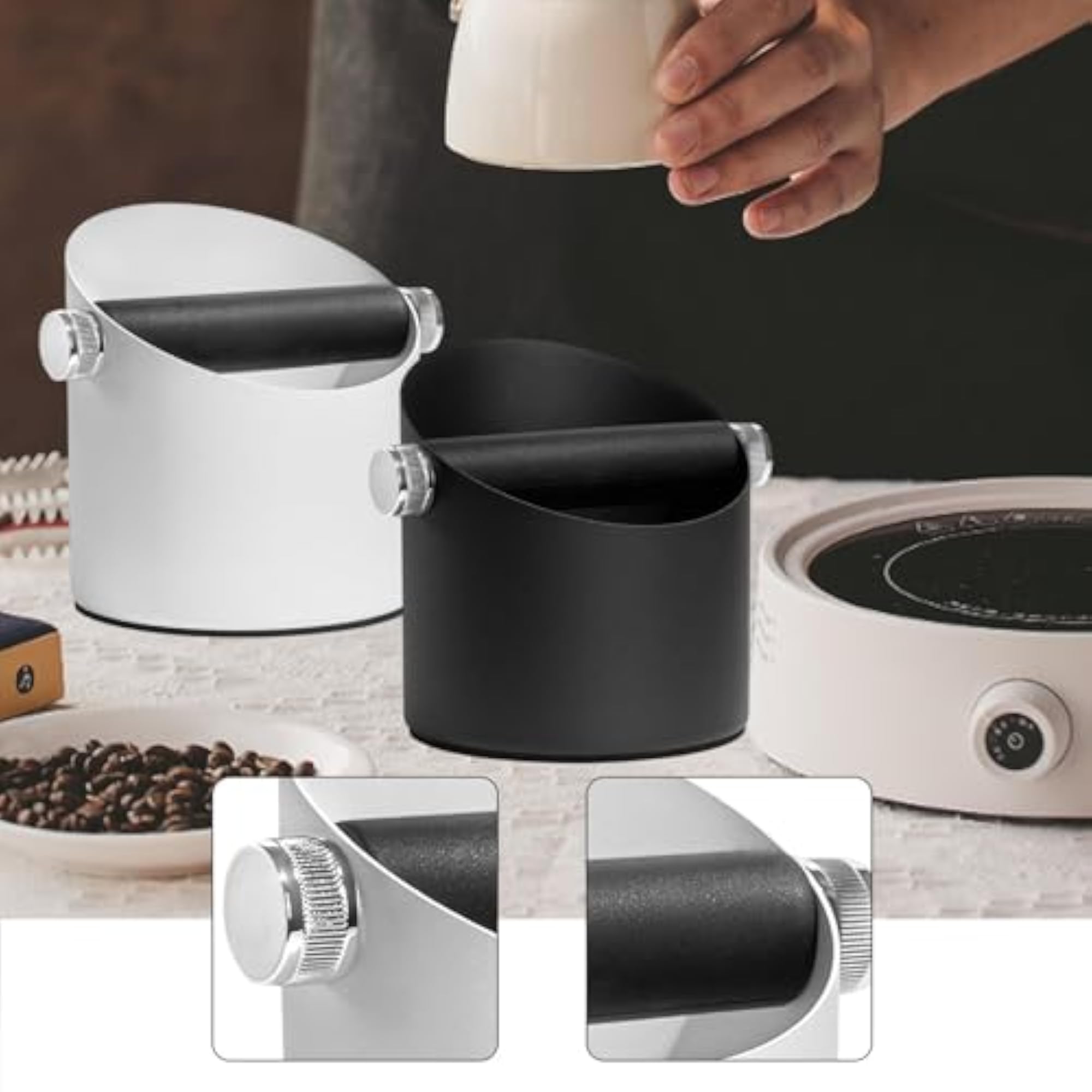 Black Espresso Knock Box with Removable Knock Bar