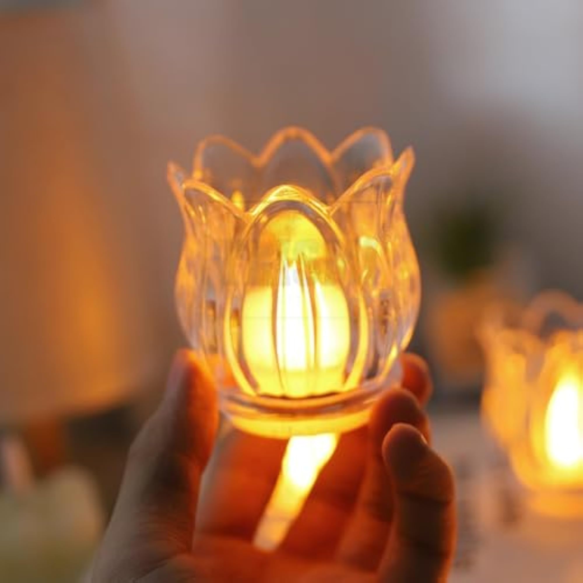 Vintage Lotus Flower Shaped LED Candle Diya