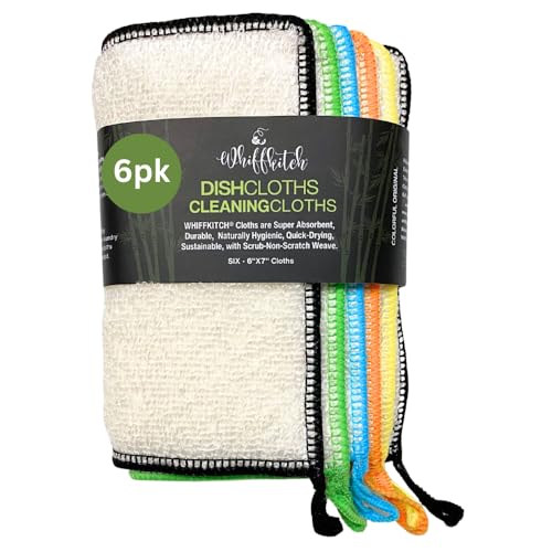 Whiffkitch Whiff Botanicals Bamboo Dishcloth & Cleaning Cloths are Sustainable, Reusable, Washable, Scrub-Non-Scratch, Extra Absorbent, Quick Drying, Multi Surface Cleaning Essentical.