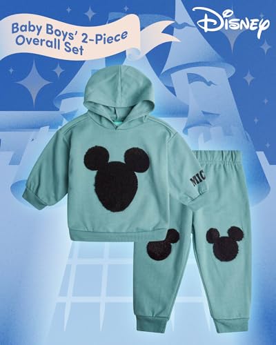 Disney Baby Boys Pants Set - 2 Piece Soft Fleece Mickey Mouse Outfit Pullover Boys Hoodies and Infant Baby Pants (12M-24M)2