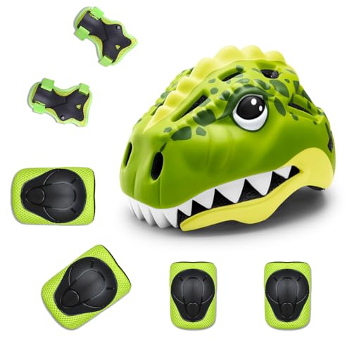 Buy Bargain KINGBIKE Toddler Kids Bike Helmet 5-8 Years 3D Dinosaur Design with Roller-Skating Pads ...