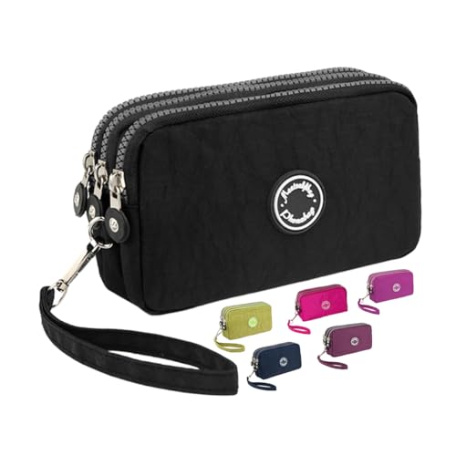 Wallet Women, Wristlet Nylon Wallet with Purse for Travel-Black
