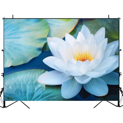 Photography Backdrop Photography Background Beautiful White Lotus Flower Pond for Photoshoot Portrait Photo Studio Video Prop Birthday Party Booth Decoration 7x5ft