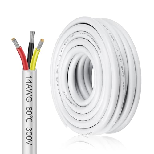 Câble électrique 14 AWG inShareplus fil de cuivre étamé 2 conducteurs blanc souple