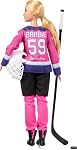​Barbie Tim Hortons PWHL 2025 Fashion Doll in Pink, Purple, & Teal Hockey Jersey, Includes Hockey Stick, Puck, and Helmet