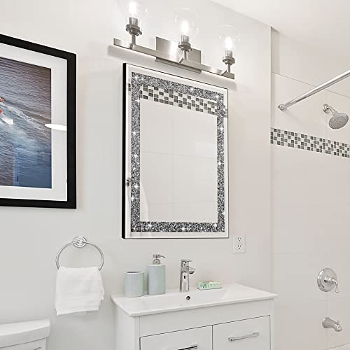 Ruomeng Rectangular Wall Mirror Crystal Crush Diamond Mirror For Home Décor Accent Mirror For Bathroom, Entryway And Bedroom, 16" X 20" #TOP2