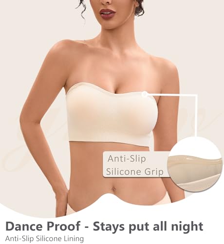 Image of Strapless Bras for Women-Push-Up Non-Slip Bandeau Bra,Seamless Wirefree Padded Tube Top Convertible Straps