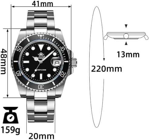 ADDIESDIVE 41 MM 남성용 다이브 시계 쿼츠 무브먼트 시계, 읽기 쉬운 다이얼 200 M 방수 BGW9 야광 아날로그 오렌지/레드/그린/블랙 그라데이션 다이얼 — 사진 4
