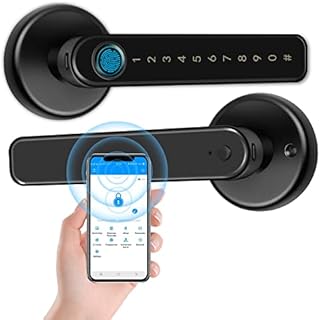 GEKRONE Fingerprint Lock with Touchscreen Smart Room Door App Digital Lever Lock Keyless Entry Front Door knob with Keypad Suitable for Home&Hotel&Office&Indoor Door(T190)