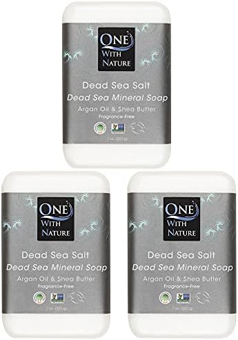 DEAD SEA Salt SOAP 3 PK - Shea Butter, Argan Oil, Magnesium, Sulfur, Minerals. All Skin Types, Problem Skin. Acne Treatment, Eczema, Psoriasis, Therapeutic, Natural, Fragrance Free, 7 oz Bars