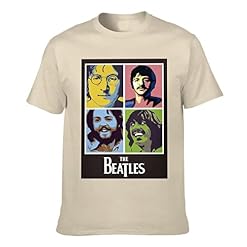 FSIGOM T-shirt à manches courtes confortable et élégant pour homme avec les Beatles Noir, naturel, 3XL - Les Beatles, Paul McCartney, John Lennon, RIngo Starr, George Harrison