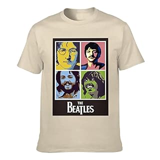 FSIGOM T-shirt à manches courtes confortable et élégant pour homme avec les Beatles Noir, naturel, 3XL - Les Beatles, Paul McCartney, John Lennon, RIngo Starr, George Harrison