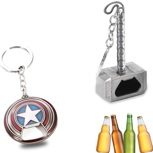 Thor Hammer Abrebotellas, Llavero de SuperhéRoes, Ubephant Abridor de Botellas Con Martillo de Thor de Los Vengadores Llavero, para Bar Fiesta, Barbacoa, Camping, Cerveza y Familias