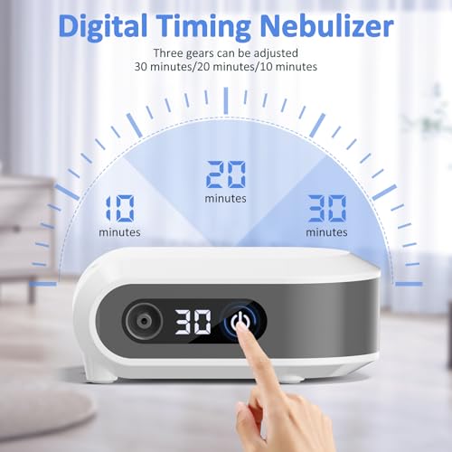 Smart Portable Nebulizer for Adults and Kids, Digital Nebulizer Machine for Kids, Breathing Treatment Machine Nebulizer, Nebulizer Compressor with Timer Function (Two Nebulizer Masks Included) - Thumbnail 2