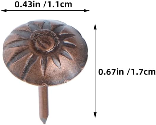 1000Pcs Antique Decorative Nails, 7/16in Round Head Upholstery Nails, Vintage Brass Daisy Pushpins, Home Decor Daisy Nails for DIY Projects, Furniture, Sofa, Chair, Bed