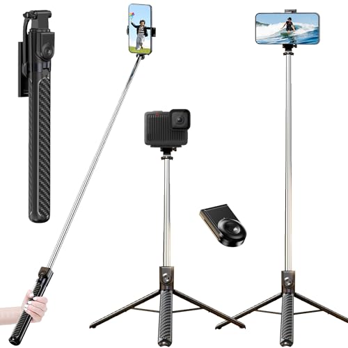 Image of Wecool Long Selfie Stick with Tripod Stand Extendable Upto 71inches,7 Section Pole Extention, 360 Degree Rotational Mobile Holder,Compatible with GoPro /Camera /Mobile, Perfect for Vlogging & Photoshoot