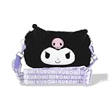 Sonix x Sanrio Plush Phone Wallet - Fuzzy Character Crossbody Bag, Furry Phone Pouch, Universal Smartphone Purse - Kuromi