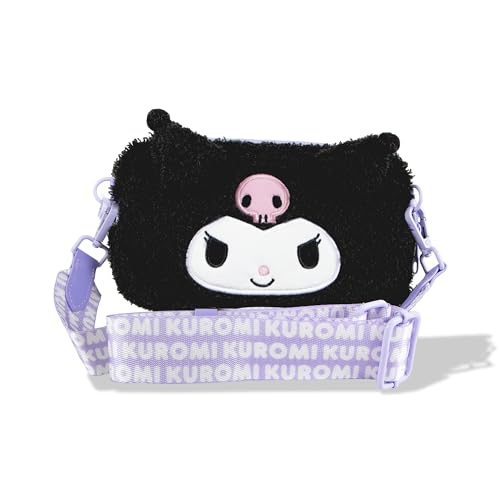 Sonix x Carteira de telefone de pelúcia Sanrio - Bolsa transversal de personagem difusa, bolsa de telefone peludo, bolsa universal para smartphone - Kuromi