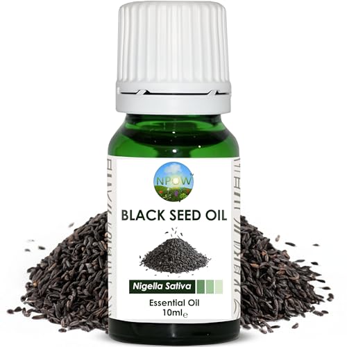 NPOW Pure Black Seed Oil - Organic Cold Pressed, Black Cumin Seed Oil, Essential Oils for Black Seed Hair Oils, Diffusers, Essential Oil for Skin, Hair Growth Oils - 10ml