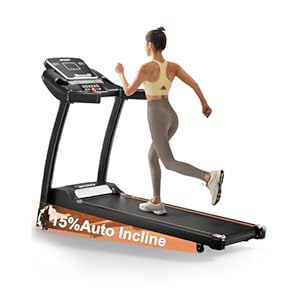 Treadmill with Incline, Treadmills for Home, 0-15% Auto Incline, 3.0HP Folding Treadmills for Running Walking with 300 LBS Weight Capacity, Bluetooth & Heart Rate Sensors, Hydraulic Folding