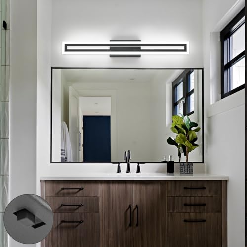 Image of SOLFART 32 Inch Modern Bathroom Light Fixtures Bathroom Lights Over Mirror Black LED Vanity Lights for Bath 5 Color Temperature Adjustable LED Light Fixture Restroom 5CCT