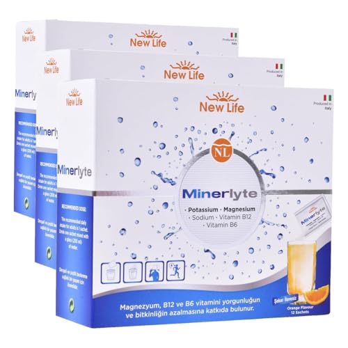 Minerlyte; Magnezyum Sitrat, Potasyum, Sodyum, B6 ve B12 Vitamini, Elektrolit Çözeltisi, 12 Saşe (3 paketi)