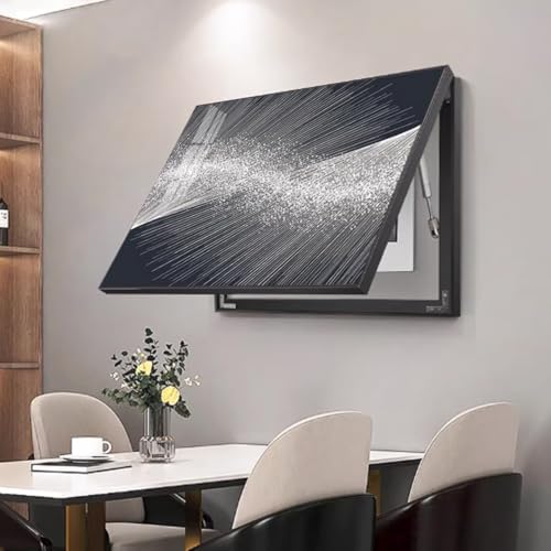 Cache compteur électrique YVYKFZD noir 45x35cm avec peinture décorative et cadre alu