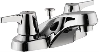 Glacier Bay Aragon 4 in. Centerset 2-Handle Low-Arc Bathroom Faucet with Pop-Up Drain in Chrome