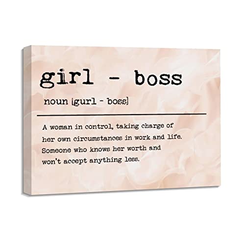 Décoration murale Girl Boss peinture toile encadrée bois