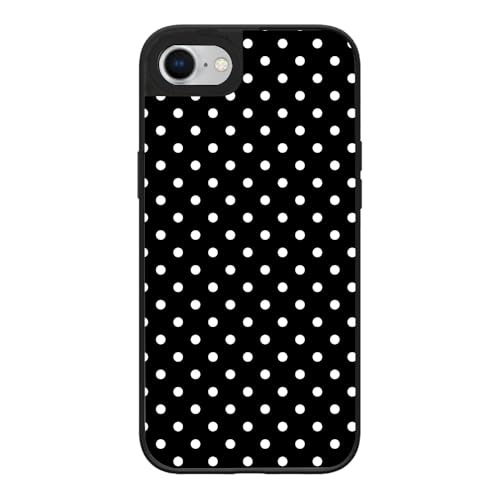 Coque iPhone SE 2022 et 7/8 rigide fine noire et blanche à pois
