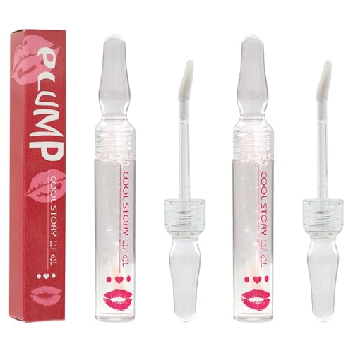 2 Piezas Lip Plumper, Lifter Plump, Brillo de Labios Voluminizador, Lip Glow Oil para Voluminizador Labios Aumentar, Rellenador e Hidratante, para Labios Más Suaves y Duraderos
