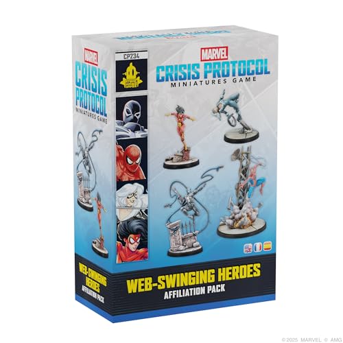 Asmodee Marvel: Crisis Protocol Web-Swinging Heroes Affiliation Pack - Spider-Man, Black Cat, Spider-Woman & Agent Venom, Tabletop Superhero Game, Ages 14+, 2 Players, 90 Minute Playtime