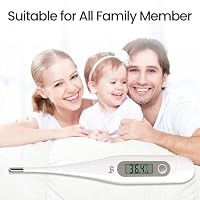 Digitales Fieberthermometer, Rektal, Oral, Achselthermometer Fieber Thermometer für Baby Kinder Erwachsene, Genaue und Schnelle Ablesungen, Wasserdichte Sonde,hellgrau – Ansicht 8