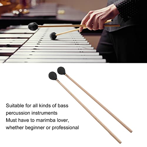 Keyboard Marimba Mallets, 1 Pair Soft Playing Yarn Head Mallet Replacement Comfortable with Maple Handle for Beginner for Percussion Instruments(black)