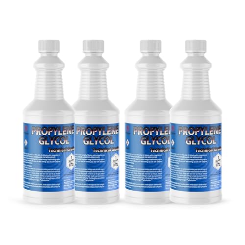 Propylene Glycol Technical Grade - 4 Quarts - Multi-Pack Solvent for Industrial Cleaning, Chemical Processing, and Heat Transfer Fluids
