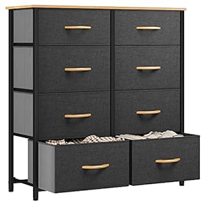 YITAHOME Chest of Drawers, Fabric 8-Drawer Storage Organizer Unit for Bedroom Living Room Closet, Sturdy Steel Frame, Easy Pull Fabric Bins & Wooden Top, Fabric Dresser