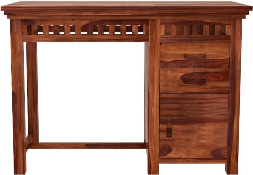 Image of Solid Sheesham Wooden Study Table & Desk with Drawer for Office and Home | Computer Laptop Table | Reading & Writing Desk | Laptop Desk (Honey C)