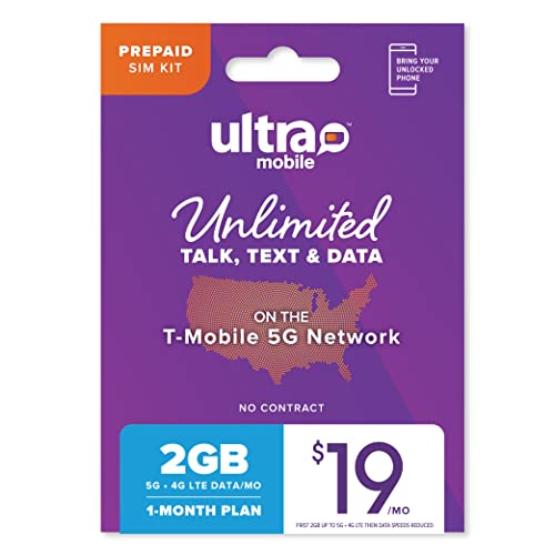 $19/mo. Ultra Mobile Prepaid Phone Plan with Unlimited International Talk, Text and 2GB of 5G • 4G LTE Data