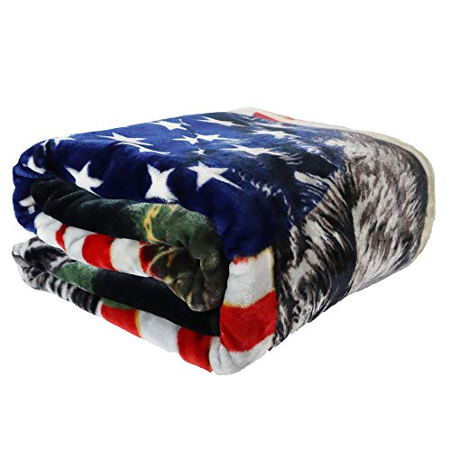 Jpi Plush Throw Blanket - Patriotic Dogs - Queen Bed 79"X 95" - Faux Fur Blanket For Beds, Sofa, Couch, Picnic, Camping #TOP2