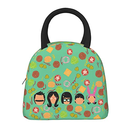 Green Lunch Bag For Women Men Insulated Burger Pattern Lunch Box For Adult Reusable Cartoon Cute Lunch Tote Bag For Work, Picnic,Travel,Hiking Beach Fishing #TOP2