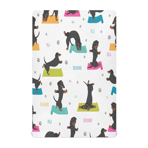 Ttgoth Sábana bajera ajustable para cuna para niños y niñas, sábana de punto jersey para cuna de bebé, para yoga, perros, para cuna estándar y colchón de cama infantil, acogedora, suave, transpirable,