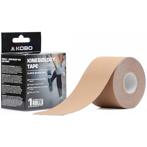 Image of Kobo Waterproof Kinesiology Tape (5 m X 5 cm) Latex Free Breathable Athletic Sports Tape for Injury, Muscle Support, Pain Relief, Joint Support and Physiotherapy (Imported)