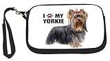 Paw Print I Love my - Yorkie Zipper Coin Purse - Wristlet - Camera Case - MP3 Case - Ideal for carrying Phone, Cash, Cosmetics, mp3 player, etc. etc.