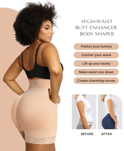 Image of SHAPELLX Shapewear Tummy Control Fajas Colombianas Moldeadoras Butt Lifting Shapewear Shorts For Women With Zip Closure