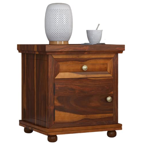 Almaro Woodlaza Wooden Bedside Table for Bedroom, Living